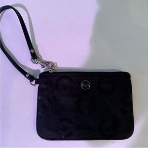 Coach EUC Black Wristlet with Embossed Logo